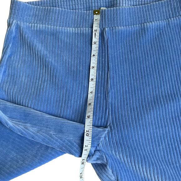 Aerie Sz L Light Blue Groove-on Velour High Waisted Flared Pants Loungewear - Picture 16 of 16